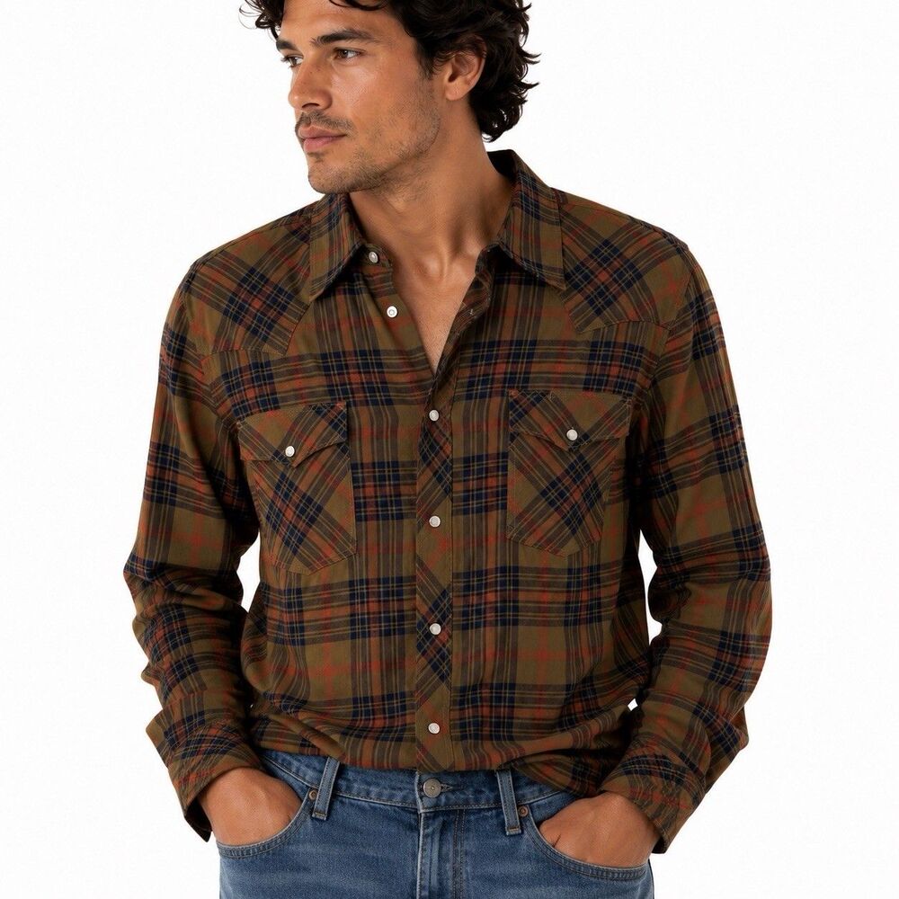 Tecovas Shirt Men Sz XL Pearl Snap Flannel Plaid Long Sleeve Western Cowboy Work